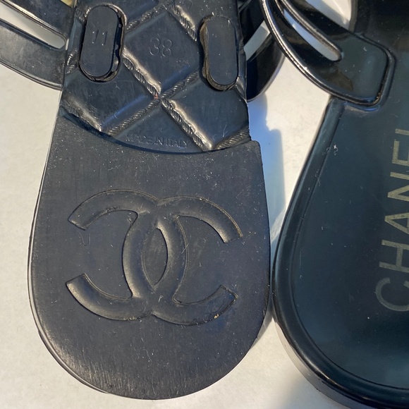 Chanel thong jelly sandals slides 38-8 Italy flip-flops flats mules slip-ons ins - Picture 7 of 8